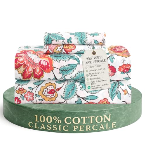 Feather & Stitch 100% Cotton Percale 300 Thread Count Full 4 Pc Sheet Set