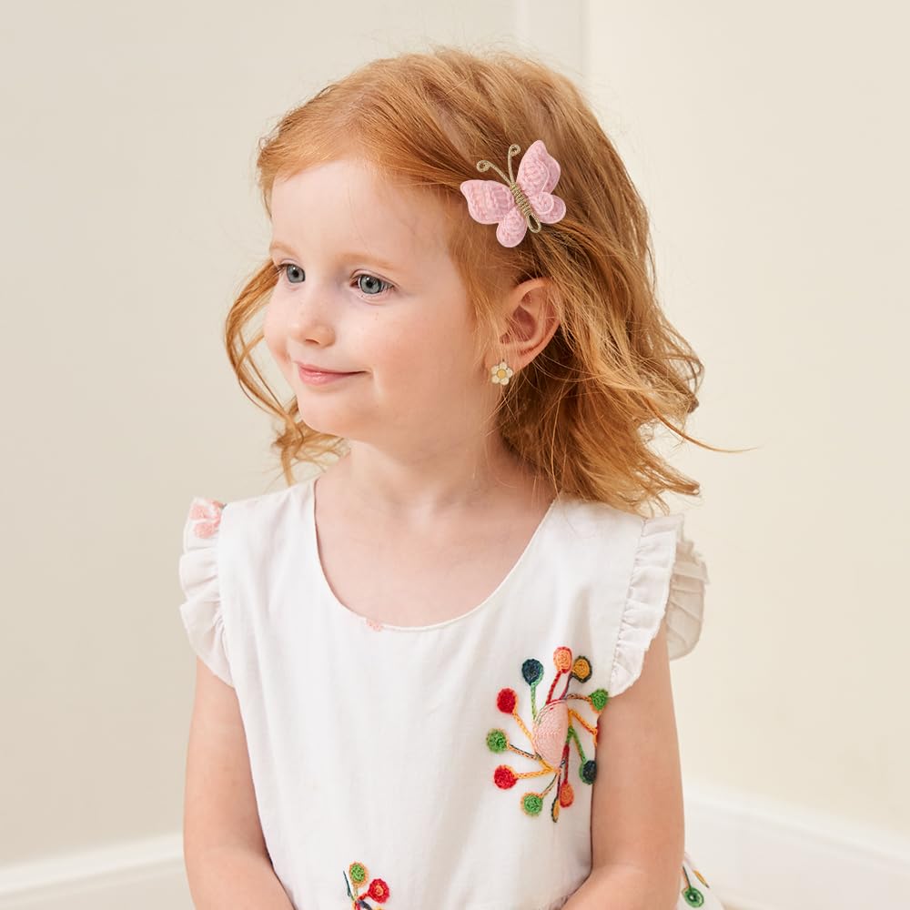 Lot de 8 pinces à cheveux vertes pour bébé fille de 4,3 à 6,3 cm - Pinces à cheveux en ruban gros-grain - Barrettes à cheveux en forme de papillon tricotées - Accessoires pour nourrissons et - 3