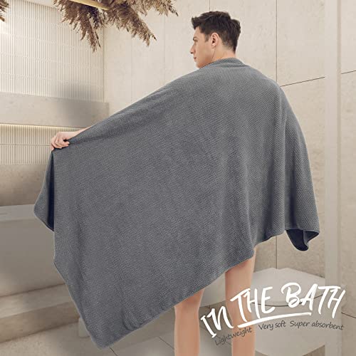 Olester Microfiber Grey Bath Towel Set 2 Pack-35 Inch X 70 Inch Bath Towels For Shower Pool Beach Bathroom Super Absorbent Soft Quick Dry Oversized Lightweight Towels thumb #3