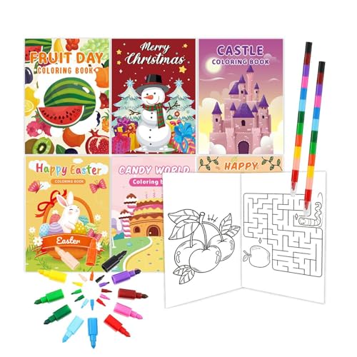 Libro de pintura de acuarela – Libro de dibujo de acuarela para niños, pintura educativa para niños, juego de dibujo, 7 libros para colorear, papel de acuarela, libro de trabajo para colorear