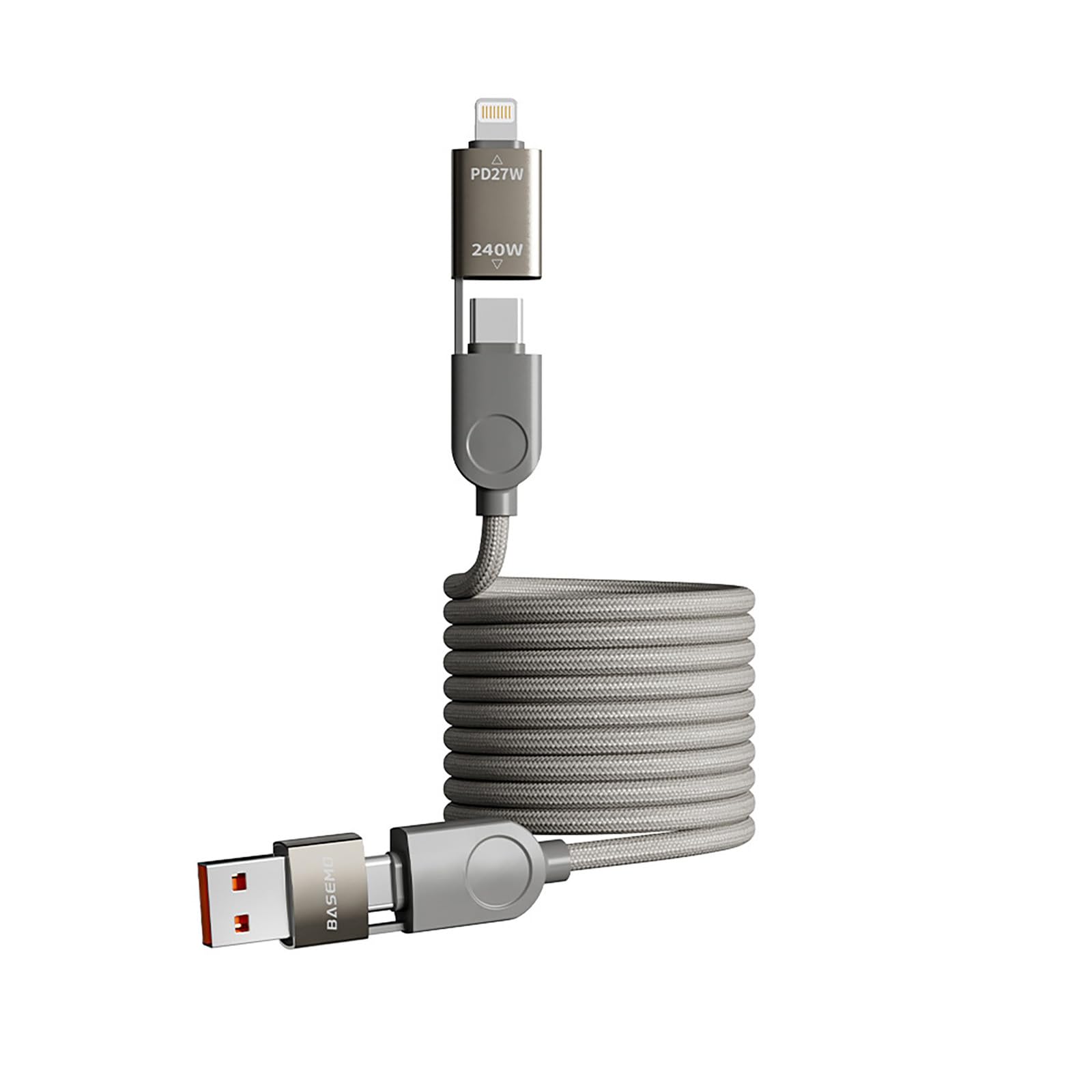 BASEMO 4-in-1 USB C Magnetic Charging Cable 240W, 4FT, 360&180