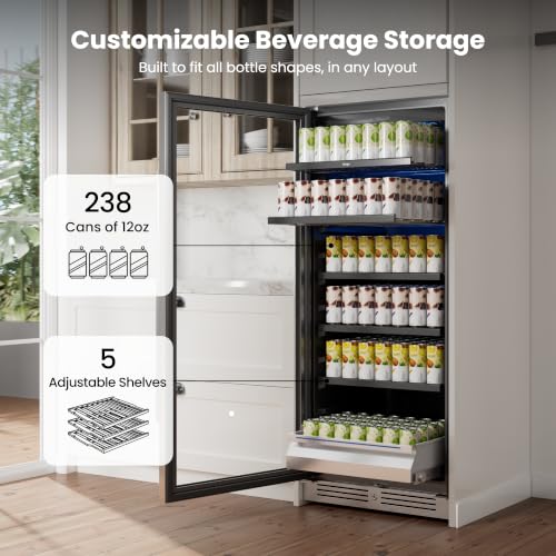 Image of Yeego 24 inch Beverage refrigerator, 238 Cans Drink Cooler Left-hinged