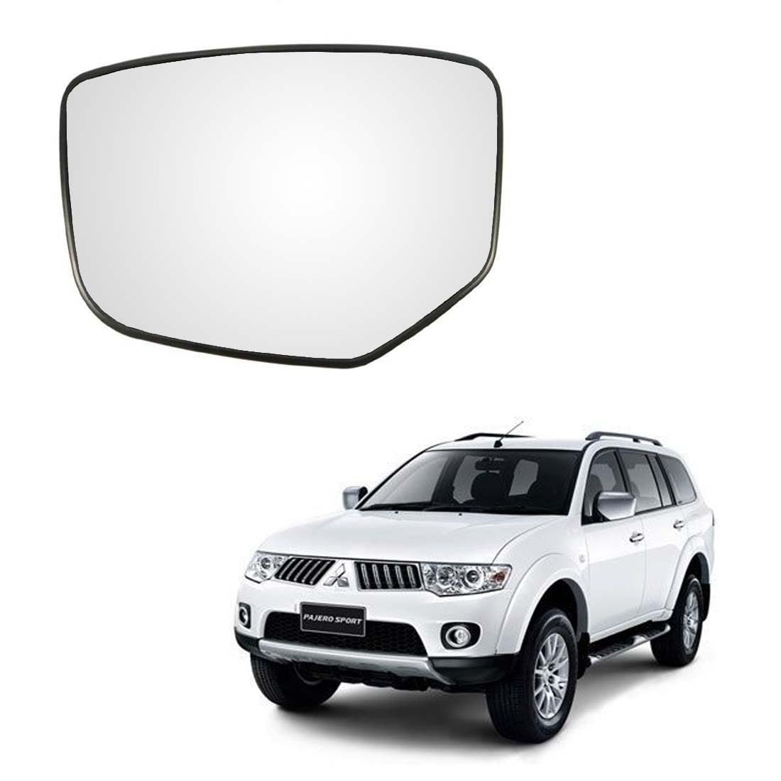 MACZO - orvm Left (Passenger) Side Rear View Mirror Glass for Mitsubishi Pajero Sport Type-1 Model