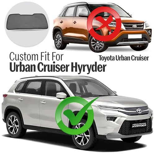 Image of Autofact Dicky Curtain for Urban Cruiser Hyryder | Custom Fit Rear Windshield Sunshade | Foldable Mesh | Privacy & Cooling Car Accessory | Car Rear Sun Shade UV Block Easy Install Durable Black Mesh