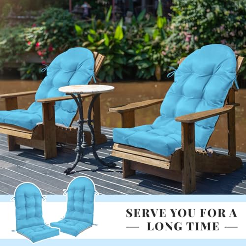 Image of Geelin 2 Pcs Outdoor Patio Chair Cushion Thick High Back Adirondack Chair Cushion Tufted Weather & Fade Resistant Anti-Slip Outside Rocking Chairs Pads with Ties 44 x 19 x 4 Inch (Light Blue)