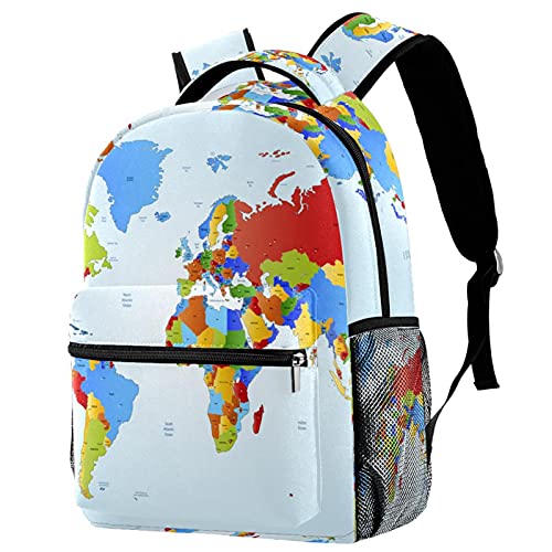 Sac à dos voyage carte du monde avec porte-gourde ergonomique