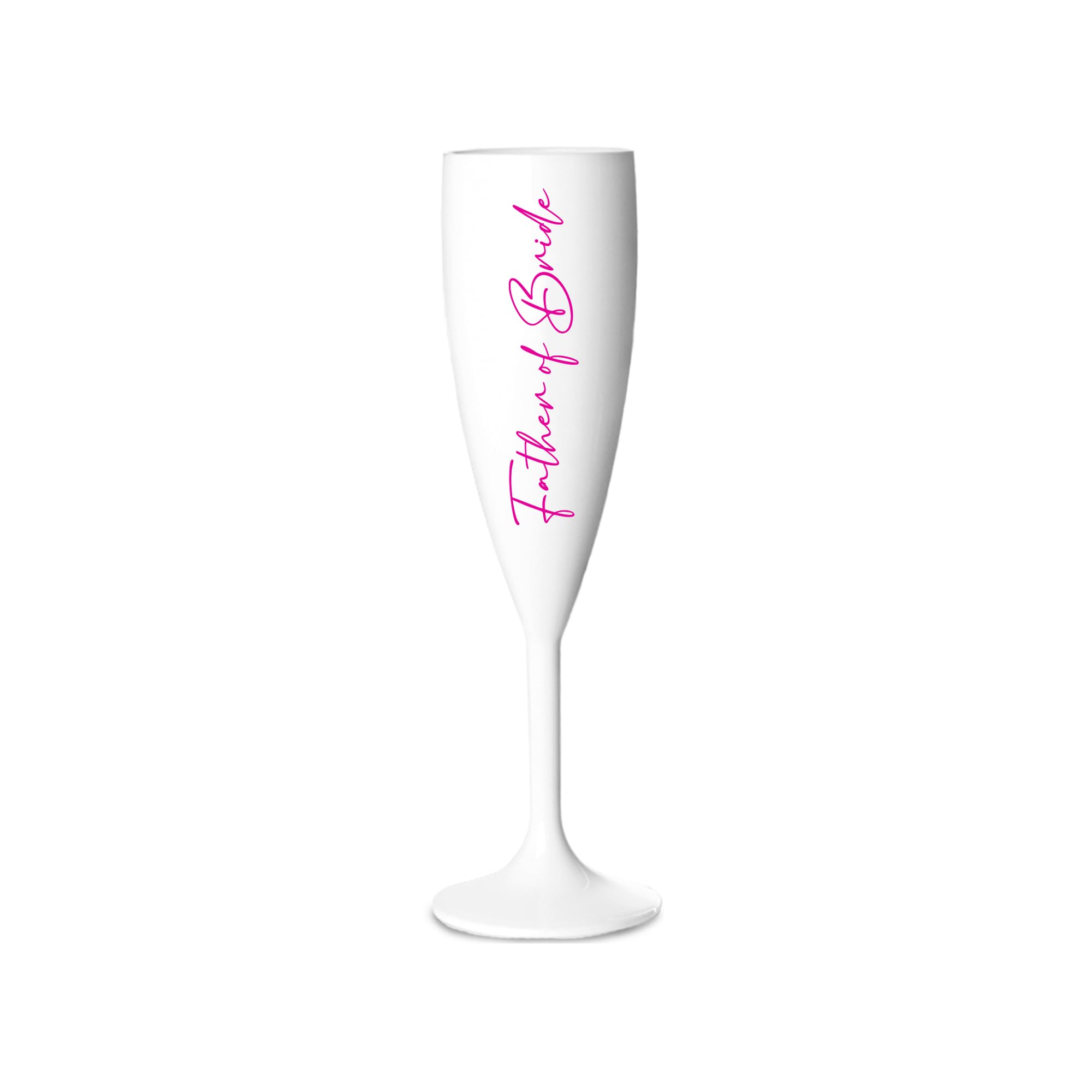 Champagne Premium White Flute Glass Bride Groom Mr Mrs Wedding Maid Honour Wine Cocktail Prosecco Celebrations Gift (Pink, Father of Bride)