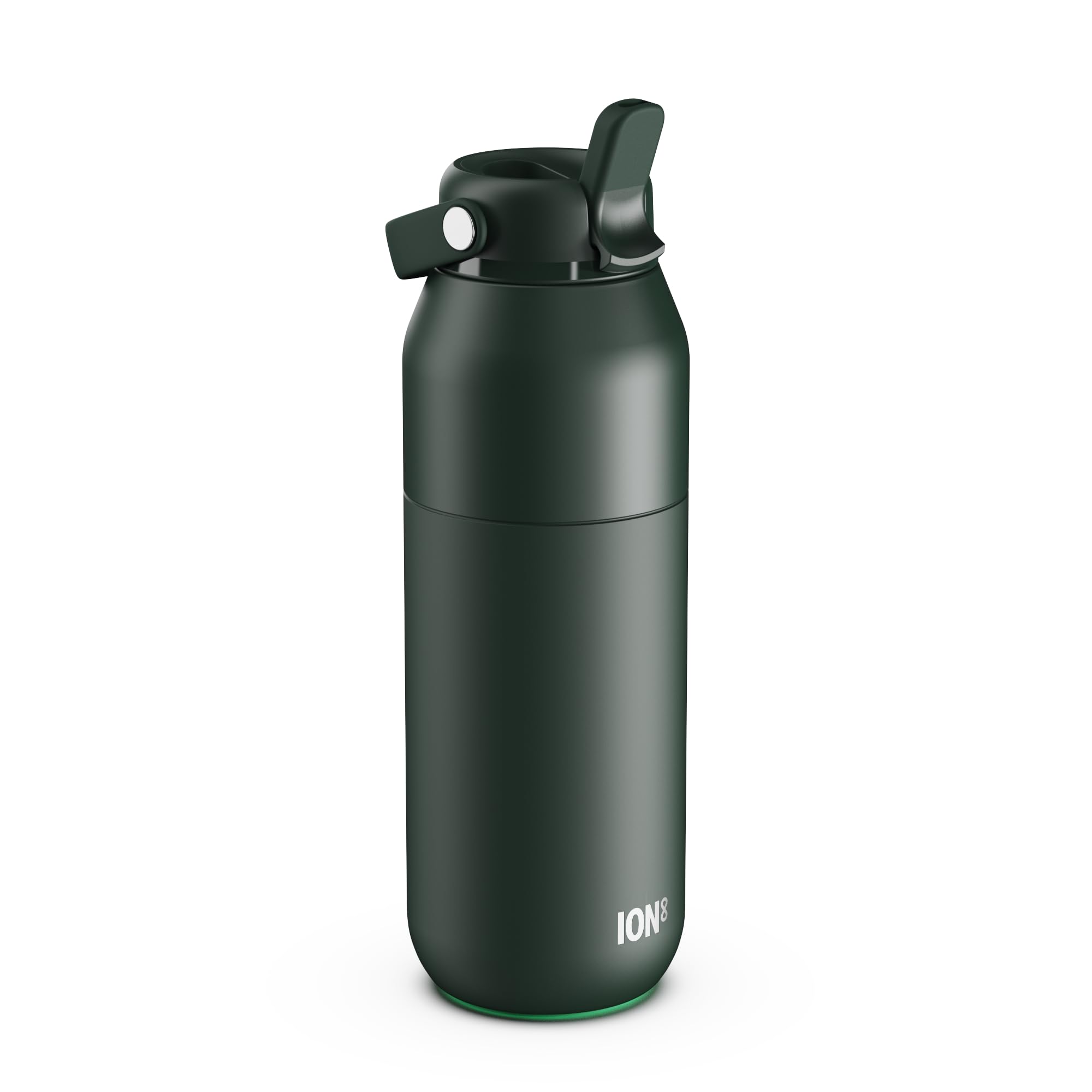ION8 Primo Urban Insulated Water Bottle 720 ml (24 oz) – Leakproof Stainless Steel Bottle with Straw Lid, Fast Flow, Vacuum Insulated Cold Drinks, Cup Holder Friendly, Dishwasher Safe, Dark Green
