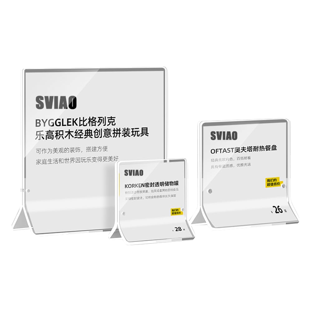 ECKEK Acrylic Label Holder Price Tag Displays Sign Holder Data Card Holder Ads Display Stand (A:100 * 100mm/3.94 * 3.94 inches) - Image 2