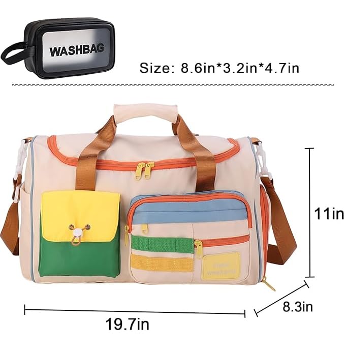 Image of Small Gym Bag for Women, Travel Duffle Bag Carry On Weekender Bag with Shoe Compartment