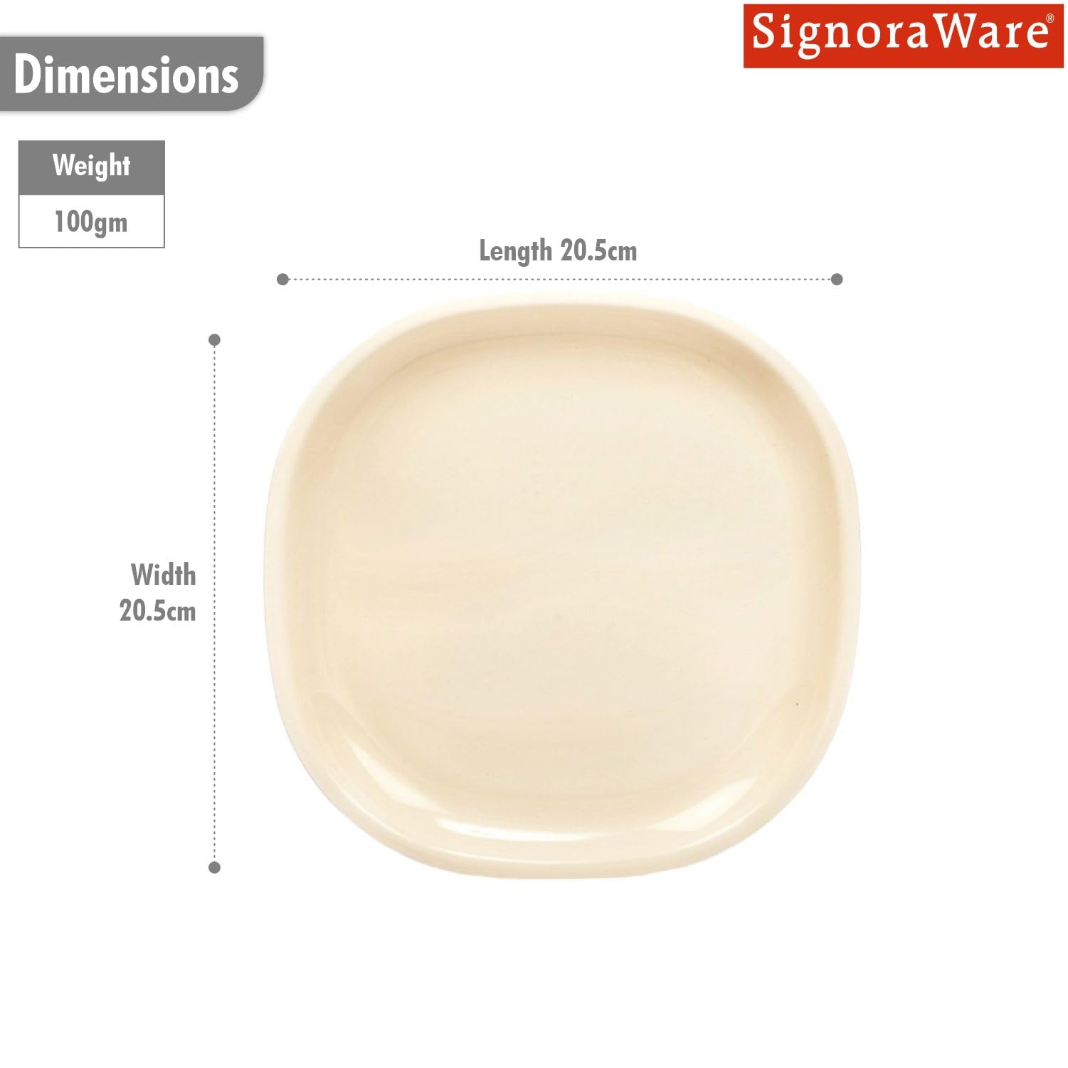 SignoraWare BPA Free Plastic Half Square Plates | Microwave Safe | Crack Resistant | Ideal for Family Gatherings & Outdoor Activities | Best for Lunch, Breakfast & Dinner use (Set of 3 | OffWhite)