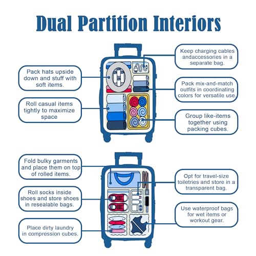 Image of AMERICAN TRAVELLER Tourisalined Trolley Bag| Polypropylene Hard Shell Luggage | Waterproof & Expandable Suitcase for Travel | 8 Smooth Spinner Wheels | Durable Travel Trolley Bag (24, Blue)