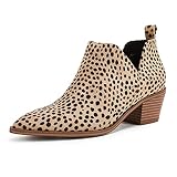 LAICIGO Womens Western Cutout Booties Ankle Boots Chunky Low Heel Almond Toe Stacked Zip Boots