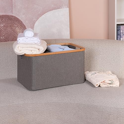 efluky Foldable Laundry Basket 60L, Bamboo Fabric Collapsible Washing Baskets, Storage Foldable Washing Basket, Laundry Baskets for LaundryRoom - Image 3