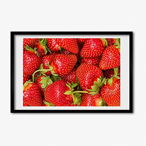 Tableau photo affiche fraises Tulup cadre MDF 60x40 cm en bois moderne