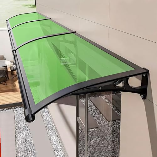 Outdoor-Türmarkise – Polycarbonat-Terrassenüberdachung mit Aluminiumhalterung, UV-/Regen-/Schneeschutz für Veranda/Terrasse/Fenster – grüne Außenmarkise für den Eingang