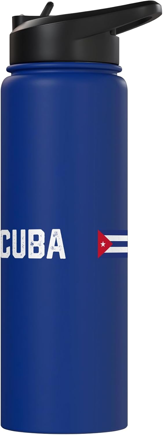 CUBA National Flag Retro Distressed Patriotic Graphic Stainless Steel Insulated Water Bottle