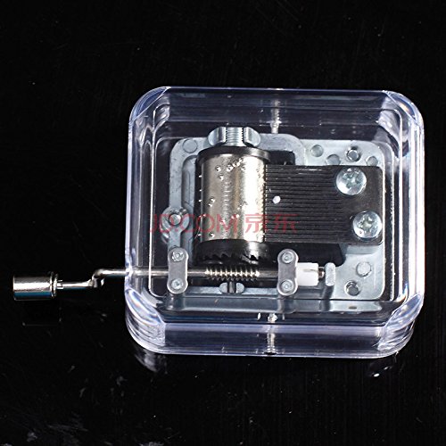 Laxury Youtang(Tm) 18 Notes Movement Mini Clear Plastic Handcrank Music Box, Different Tunes Available (Tune:jingle Bells) #TOP3