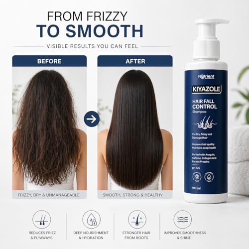 Image of Anti-Hairfall Shampoo 100ml | Controls Hairfall & Promotes Hair Growth | Anagain + Caffeine + Collagen & Keratin | Paraben & Sulphate Free for Dry and Frizzy Hair | Hair Fall Control Shampoo for Women & Men | For All Hair Types