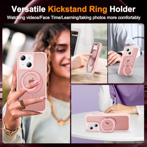 Image of Compatible with iPhone 15 Case with Stand 6.1 inch,Pink