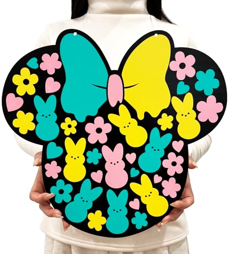 Happy Easter Welcome Sign Decorations for Home Easter Bunny Spring Wooden Hanging Decor for Yard Porch Wall Farmhouse