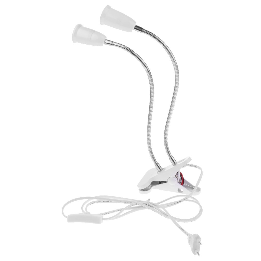 Club Bollywood®EU Plug E27 2-Head Clip On Reading Light Base Desk Reading Lamp Socket White|Home & Garden | Lamps|1 Piece Dual-Head Clip Reading Light (Not Include Lightbulbs)-image-41