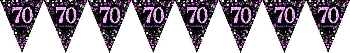 Adult Pink Celebration 70th Birthday Plastic Pennant Bunting