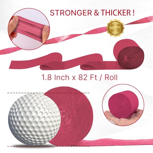 Image of PartyWoo Crepe Paper Streamers 6 Rolls 492ft, Pack of Dusty Pink Crepe Paper Streamers Decorations, Crepe Paper for Birthday Decorations, Party Decorations, Wedding Decorations (1.8 in x 82 Ft /Roll)