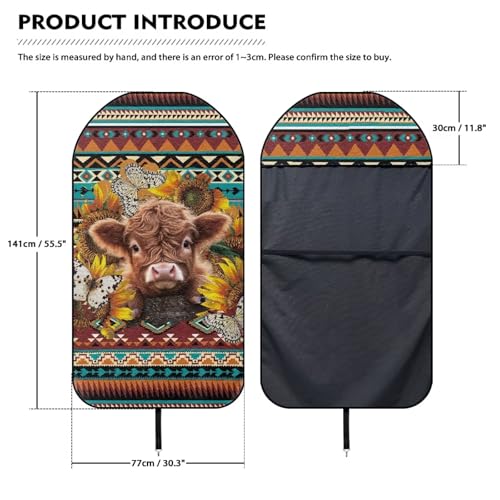 Image of Aztec Highland Cow Car Seat Towel Cover Front Car Seat Covers Universal Front Seat Cover Waterproof Soft Auto Seat Covers Anti-Slip Universal Fit for Auto Truck Van SUV