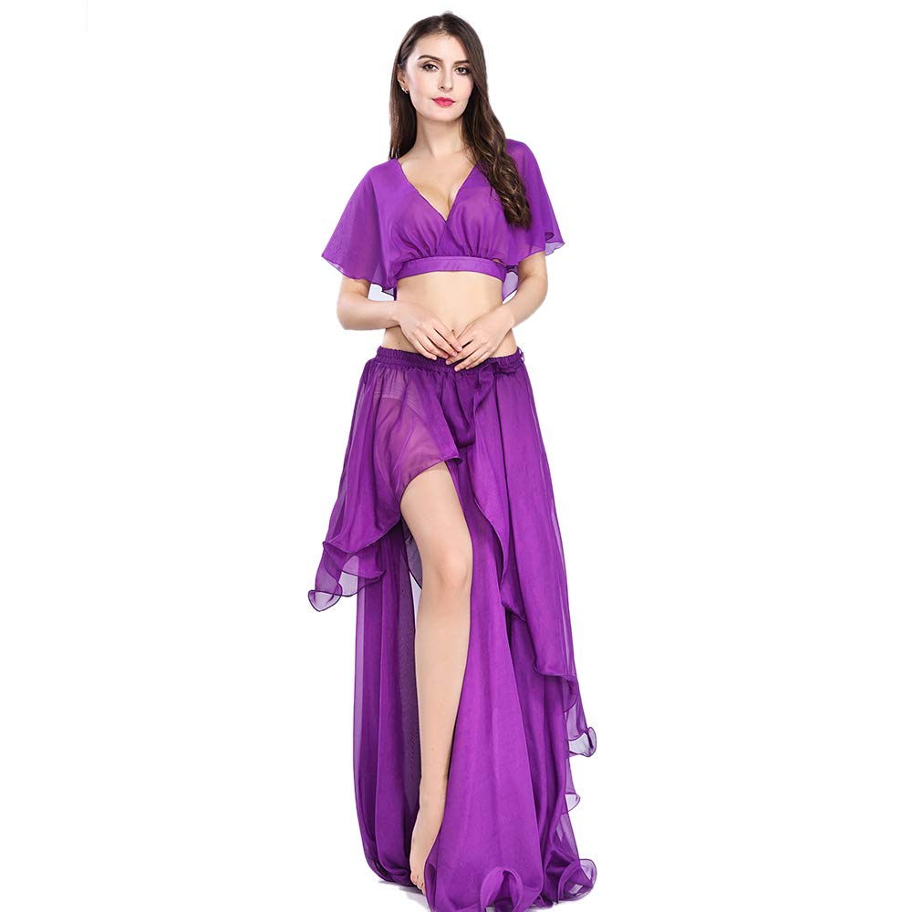 ROYAL SMEELA Bauchtanz Kostüm Outfit Set - Performance Top und Rock - Chiffon Maxirock für Frauen - Lange Röcke zum Tanzen