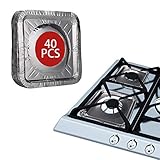 Paquete de gran valor: viene con 40 cubiertas para quemadores, especialmente diseñadas para adaptarse a la mayoría de hornos, reutilizables o desechables.