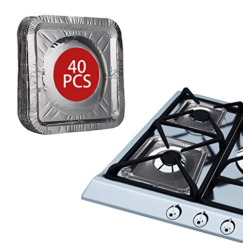 Cubiertas desechables de aluminio resistentes al calor, para fogones de gas, 40 unidades Cover