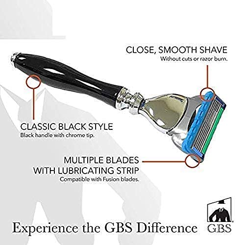 G.b.s Men's 5 Blade Razor - Men's Shaving Razor W/Cone Razor Stand. Sleek Handle Compatible With 5 Blades Razor Blades Compatible- Provides Clean And Close Shave. Heavy Duty Cone Stand Polished Steel. #TOP1