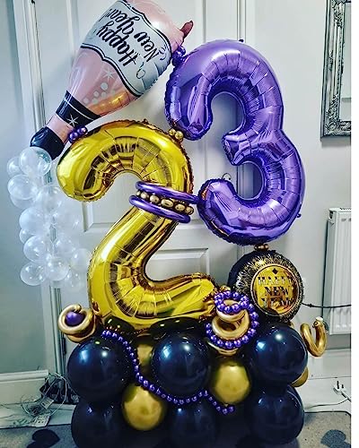 Image of Number 23 Purple Balloons 40 Inch Giant Purple 23 Balloons 32 Number Balloons for 23th Purple Birthday Party Supplies 32th Anniversary Events Decorations