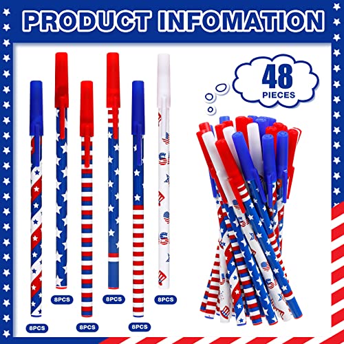 Eaasty American Flag Pens Bulk Patriotic Usa Gel Ink Pen Independence Day Pen Stars Stripes Ballpoint Pens For Home School Office Supplies 4Th Of July Usa Souvenirs Gifts (48 Pcs) #TOP2
