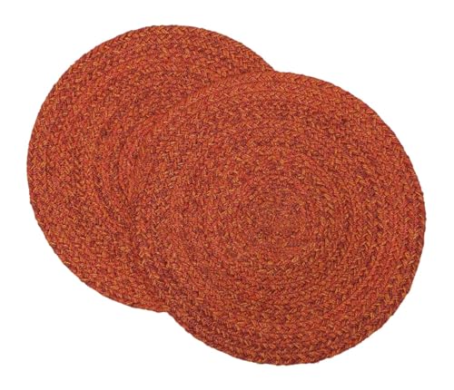 Image of THE HOME TALK Jute Braided Placemats|Side Table Mats|Best for Bed-Side Table,Center Table,Dining Table,Shelves|Home Decorators|Farm Mats (Clay, 33 cm Round, Set of 6)