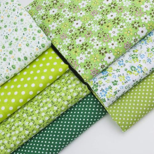 Image of Cotton Fabric DIY Making Supplies Quilting Patchwork Fabric Fat Quarter Bundles DIY for Quilting Cotton Patchwork Cushions (Green, 20 inch x 40 inch)