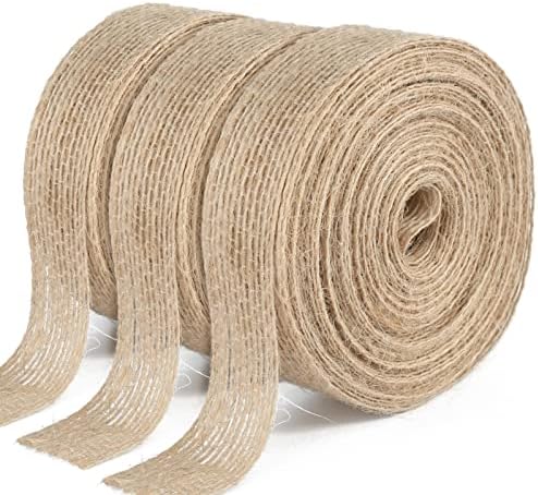 G2PLUS 2CM Natural Hessian Ribbon, 30M Jute Burlap Craft Ribbon, Brown ...