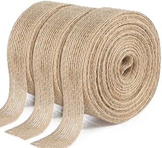4CM Jute Burlap Ribbon - 10M Rustic Hessian Ribbon - Craft Jute Band for Decorating Wedding Gifts and Christmas Wreaths Project