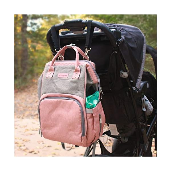 upsimples Wickeltasche für Baby, Windeltaschen, Rucksack für Windeln mit USB-Ladeanschluss und 2 Kinderwagenriemen für… – Bild 8