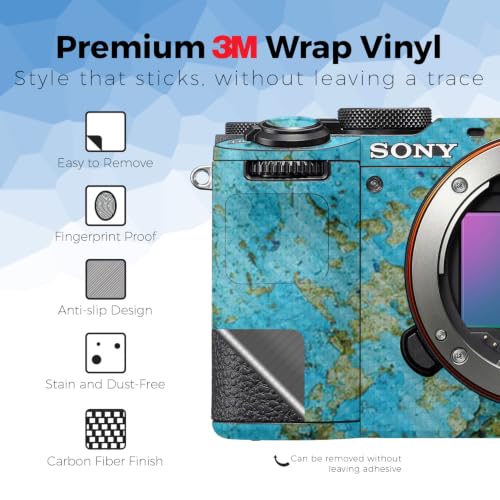 Image of Carbon Fiber Camera Skin Compatible with Sony A7C Mark II (2023) - Teal Marble - Premium 3M Vinyl Protective Wrap Decal Cover - Easy to Apply | Crafted in the USA by MightySkins