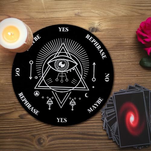 Image of Vastu Evil Eye Dowsing Board |Size- 9 Inch Approx | Metaphysical Message Board for Witchcraft with Brass Pendulum (Pendulum Assorted)