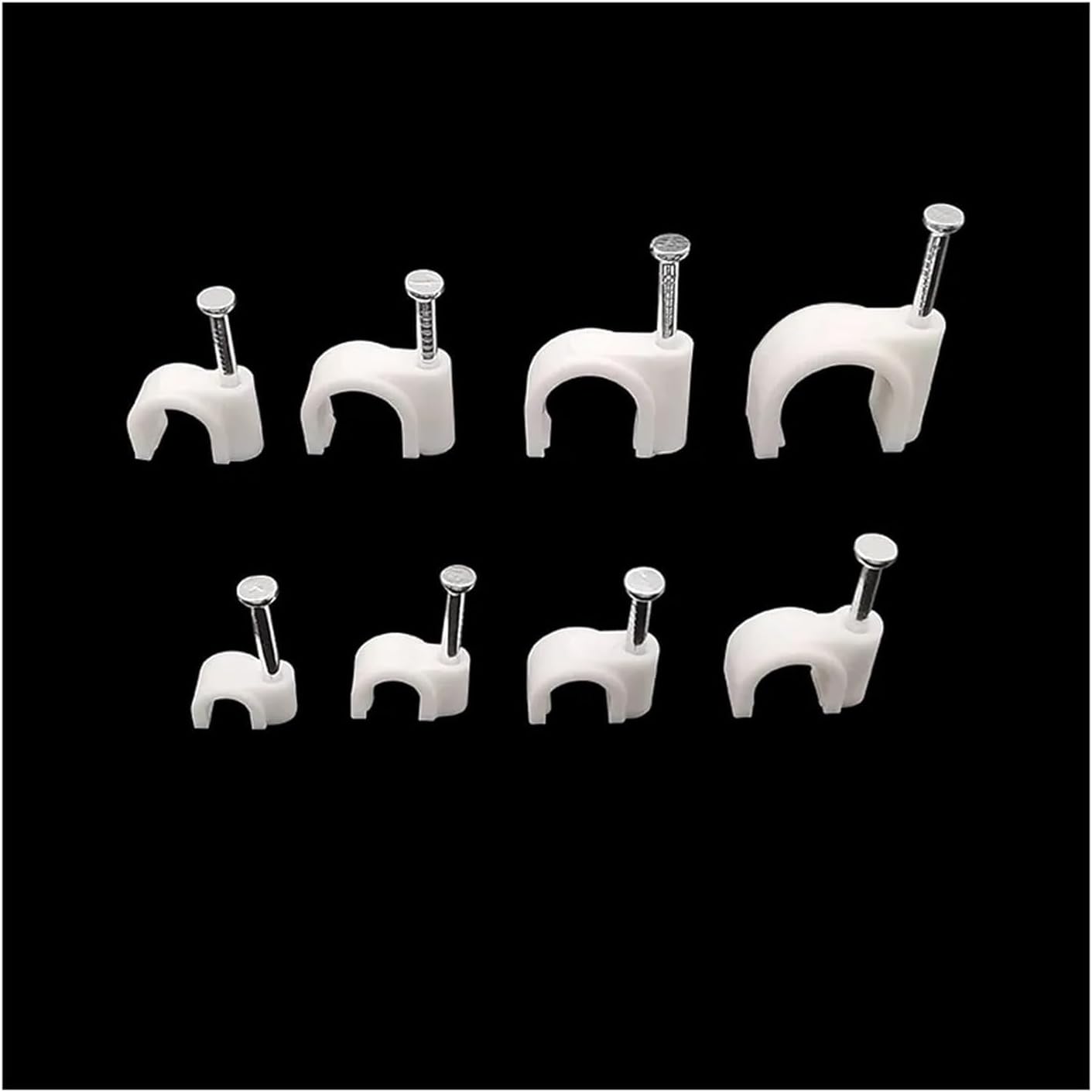 Line Clip， Cable Tidy Nail Clips,Wire,100Pcs 4mm-12mm C-Shaped Steel Management Fixation Electrical Cables Ties Holder Clamps(4mm)