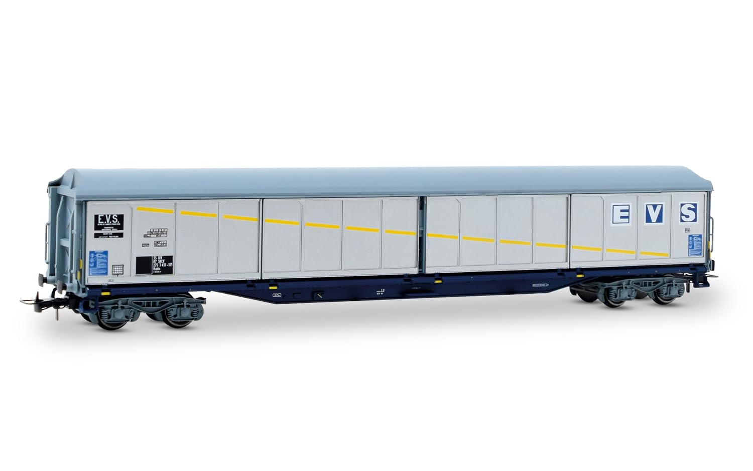 Jouef HJ6300 SNCF, 4-axle sliding-walls wagon type Habis "EVS", silver livery, ep. IV