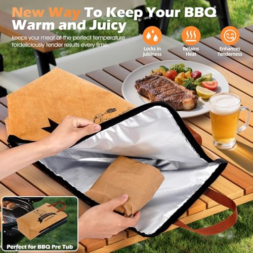 21in BBQ Blanket for Resting Meat, Smoking Meat Insulated Bag for Brisket/Pork Shoulder/Turkey, Portable 5-Layer Leak-Proof BBQ Blanket with Wide Mouth, Christmas Stocking Stuffer Gift for Men Dad - image 7