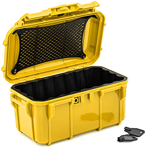 Seahorse 58 Portable Waterproof Dry Box Protective Case - Travel Safe/Mil Spec / IP67 Waterproof/USA Made - for Cameras, Ammunition, Rifle Ammo, Pistols, Smell Proof Box, Kids Toys (Yellow) (SE58-YL)