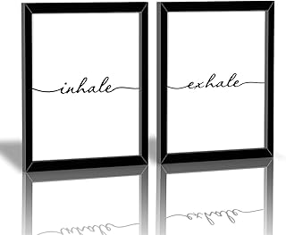 Framed Inhale Exhale Art Print Set Of 2 (10”X8”)-Ready To Hang, Meditati...
