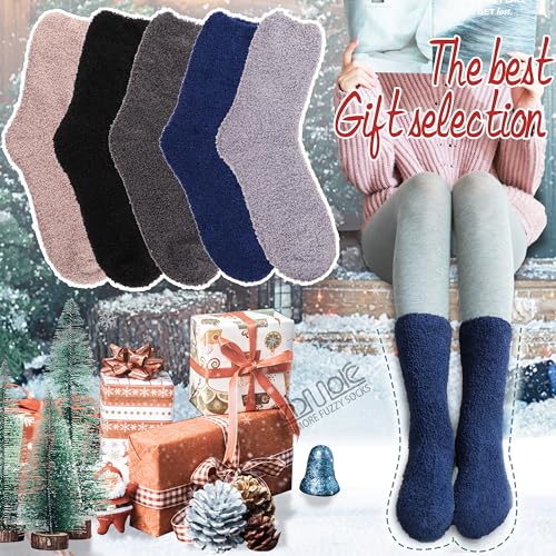 Image of EBMORE Fuzzy Socks Warm Winter Slipper Fluffy Sleep Cozy Comfy Cabin Socks for Mens Womens
