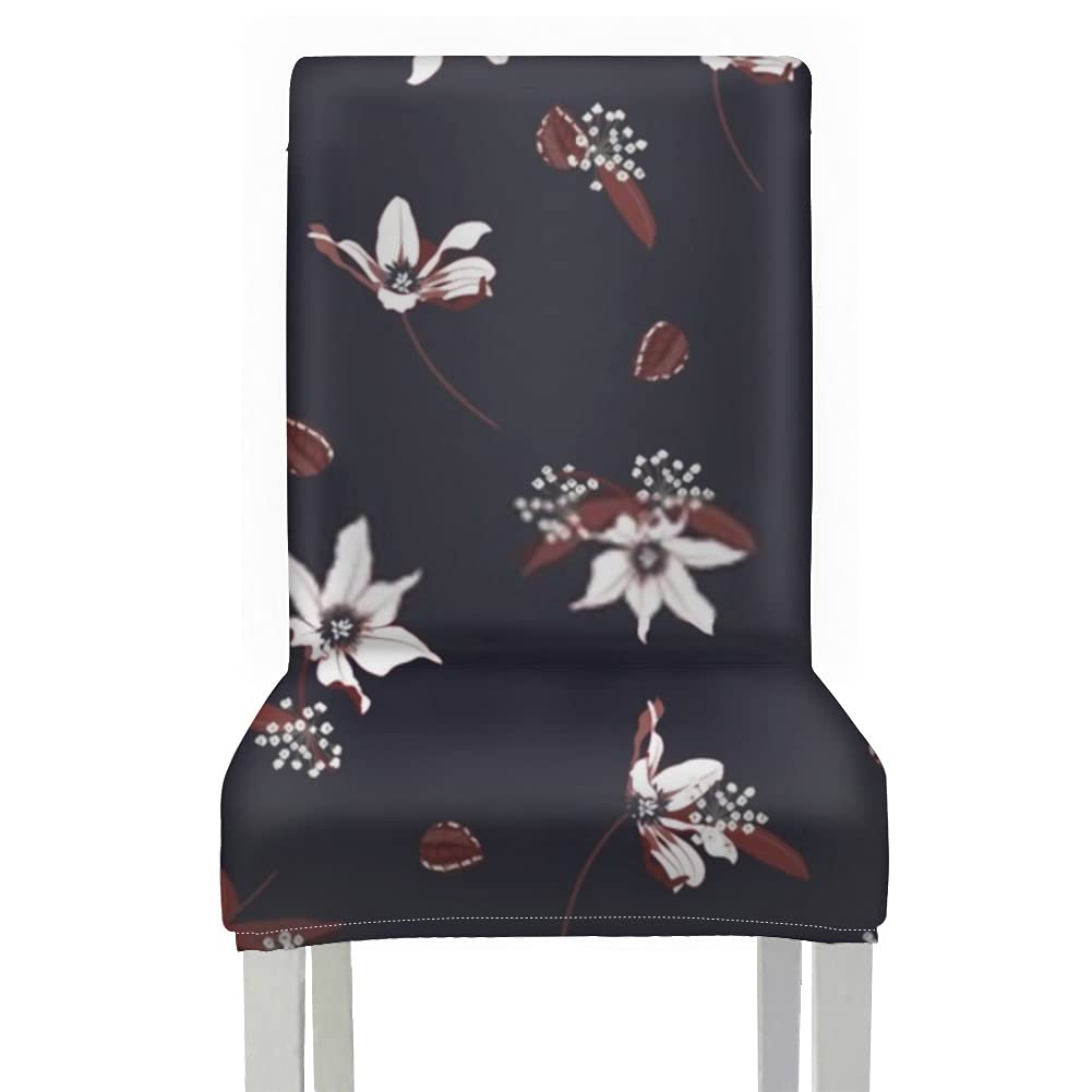 Chair Covers for Dining Roo 1pcs,Trendy White Blossom Floral Blooming Stretch Removable Washable Dining Chair Protector Slipcovers for Home,Kitchen,Party,Restaurant