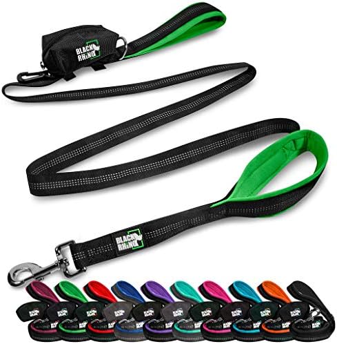 Black Rhino Dog Leash - Heavy Duty - Medium & Large Dogs | 6ft Long Leashes | Two Traffic Padded Comfort Handles for Safety Control Training - Double Handle Reflective Lead - (Red)